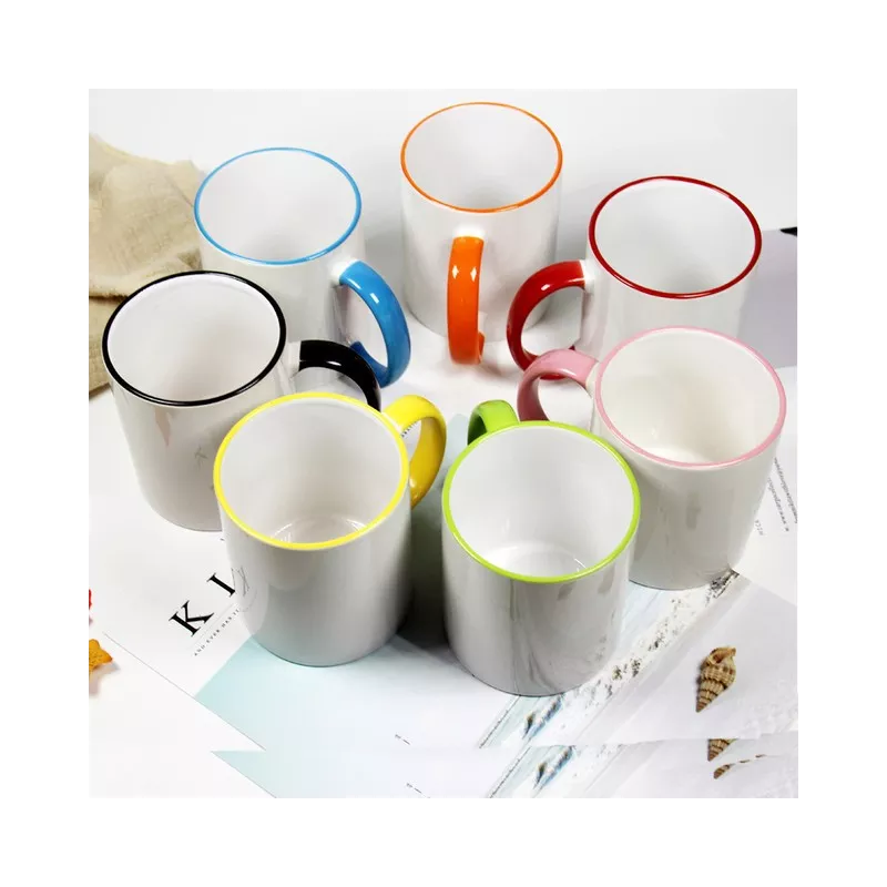 Mugs blanc liseré coloré céramique à imprimer uv sublimation personnalisation